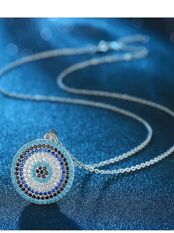 925 Ayar Gümüş Göz Zirkon Taşlı Kolye