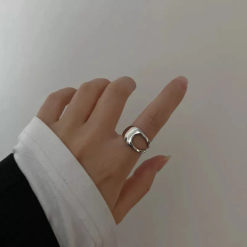 925 Ayar Gümüş Geometrik Ayarlanabilir Bohem Tarz Yüzük