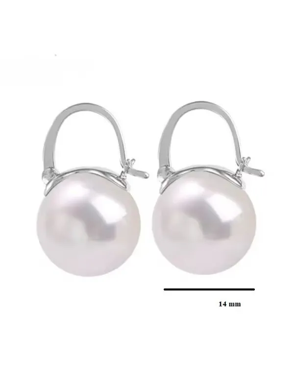925 Ayar Gümüş 14 Mm İnci Küpe