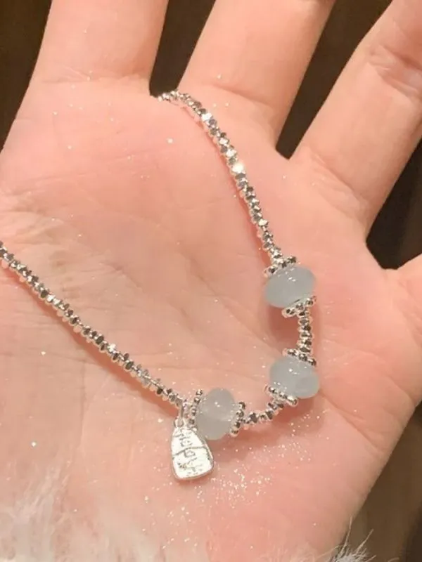 925 Ayar Gümüş Açık Mavi Yeşim Taşlı Bileklik