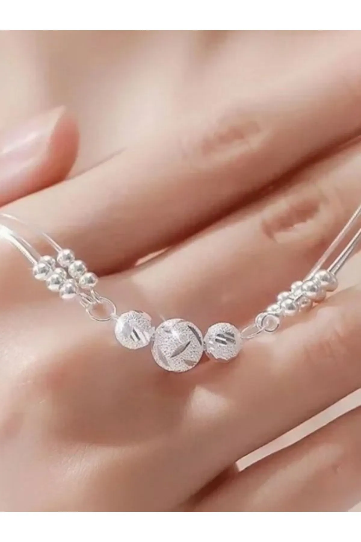 925 Ayar Gümüş Boncuk Top Bileklik