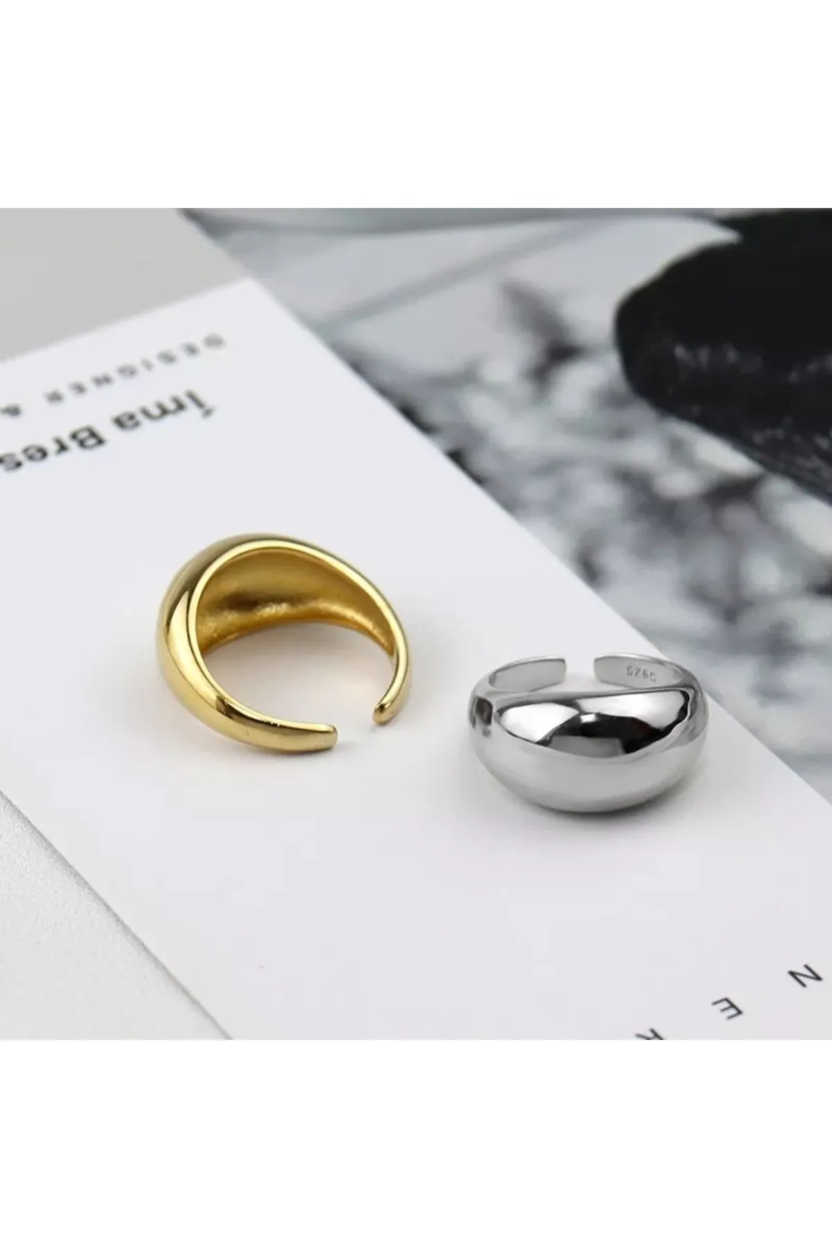 925 Ayar Gümüş Geometrik Unisex Ayarlanabilir Yüzük