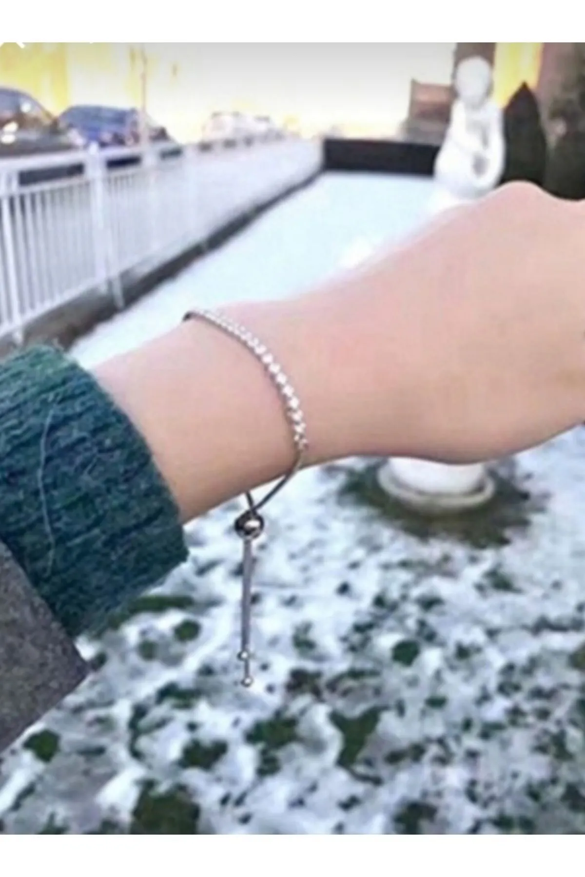 925 Ayar Gümüş Zirkon Taşlı Ayarlanabilir Suyolu Bileklik