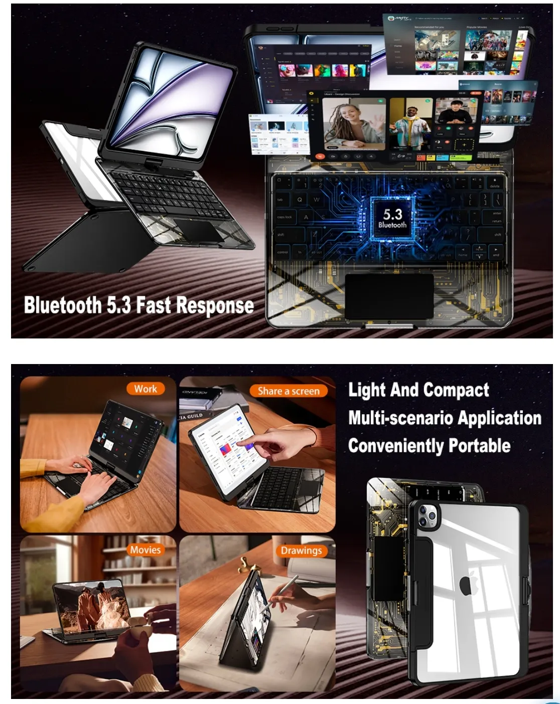 Rotatable iPad Keyboard Case 360°