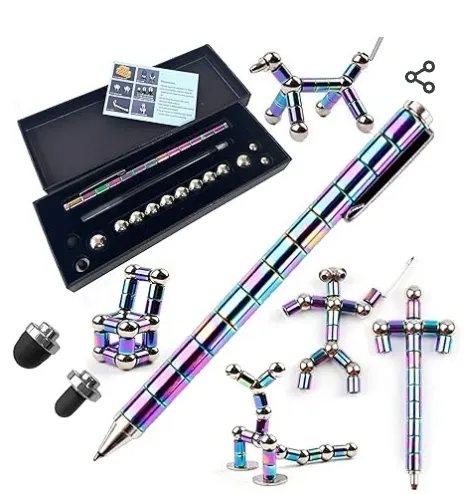 Toy Pen, Decompression Magnetic Metal Pen, Eliminate Pressure Fidget Gadgets, Multifunction Writing Magnet Ballpoint Pen, Gift For Kids Or Friends (Colorfu