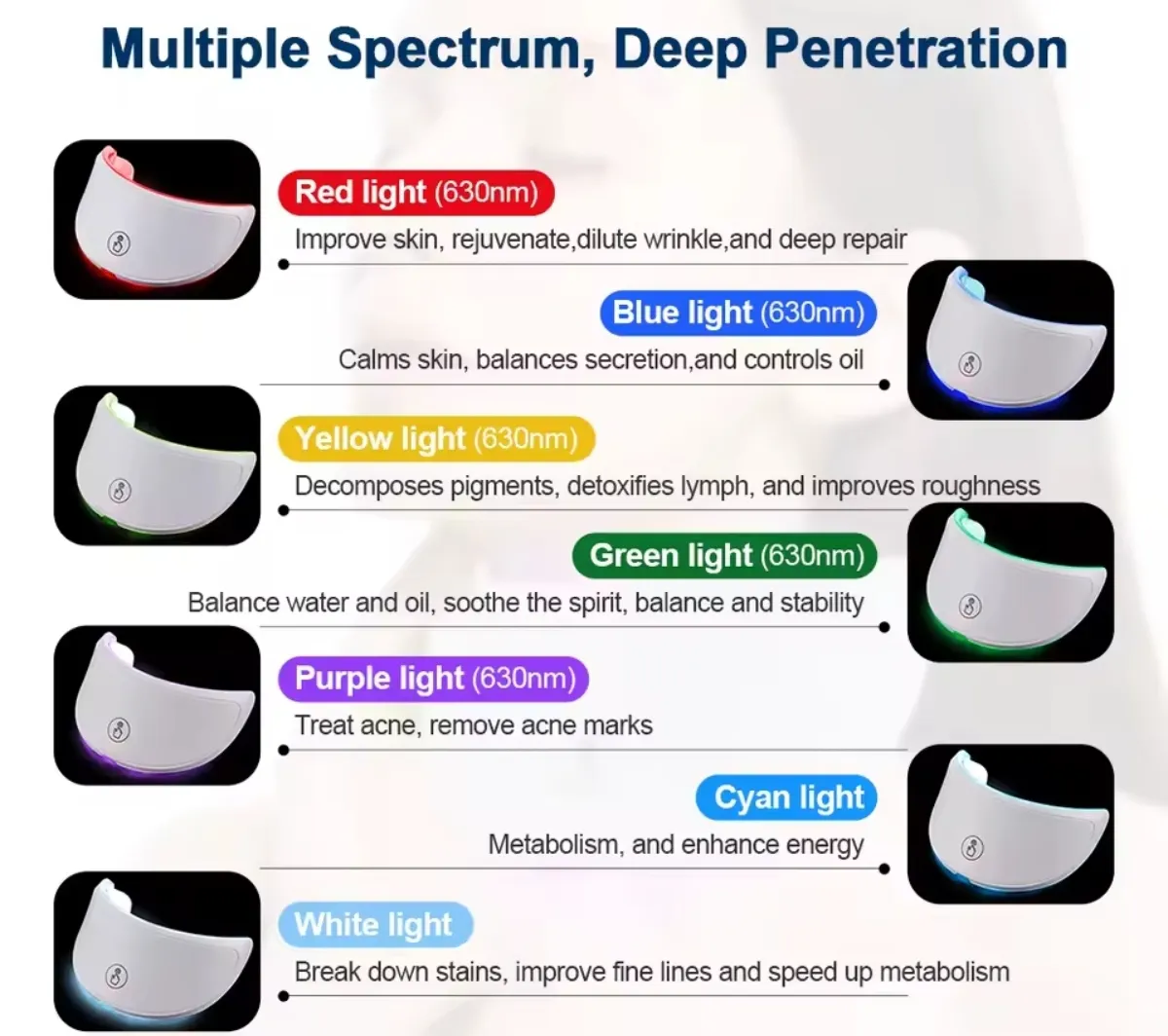 Face and neck led mask massager