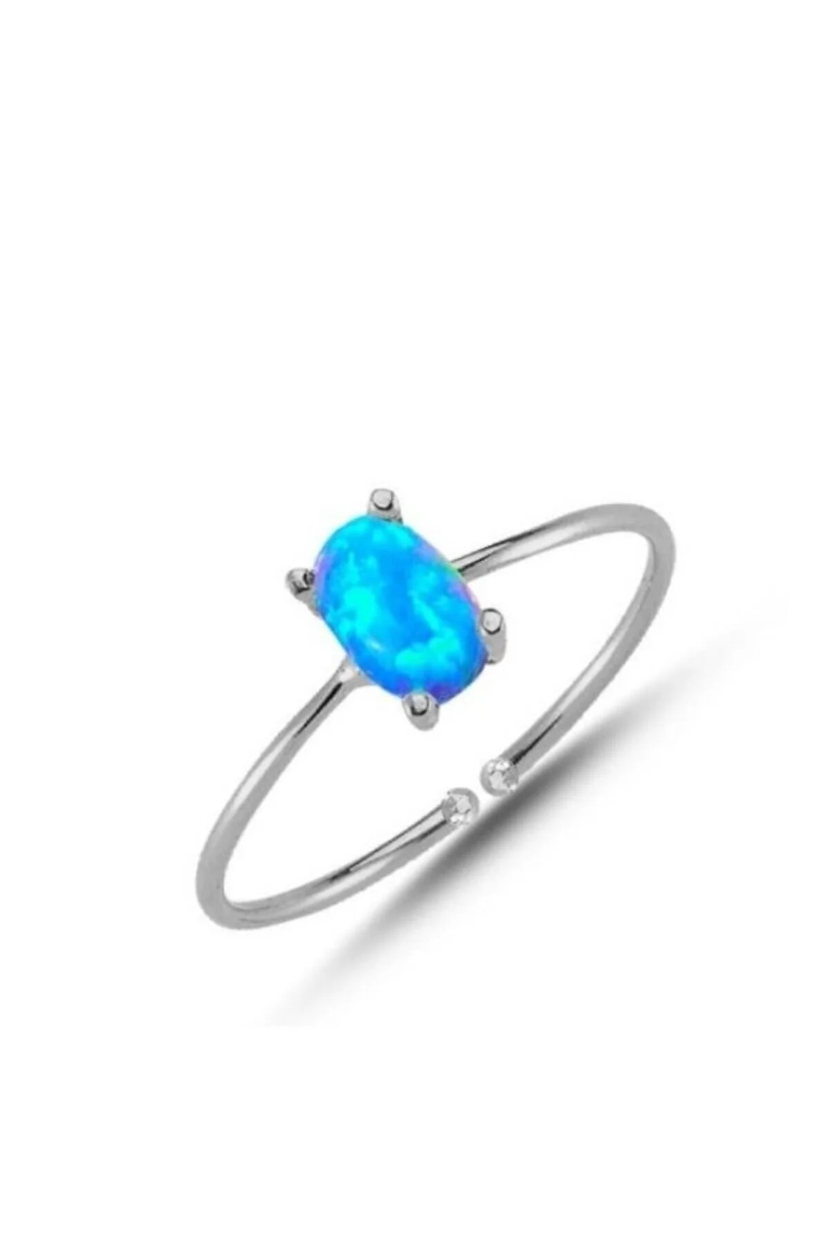925 Ayar Gümüş Ayarlanabilir Mavi Opal Yüzük