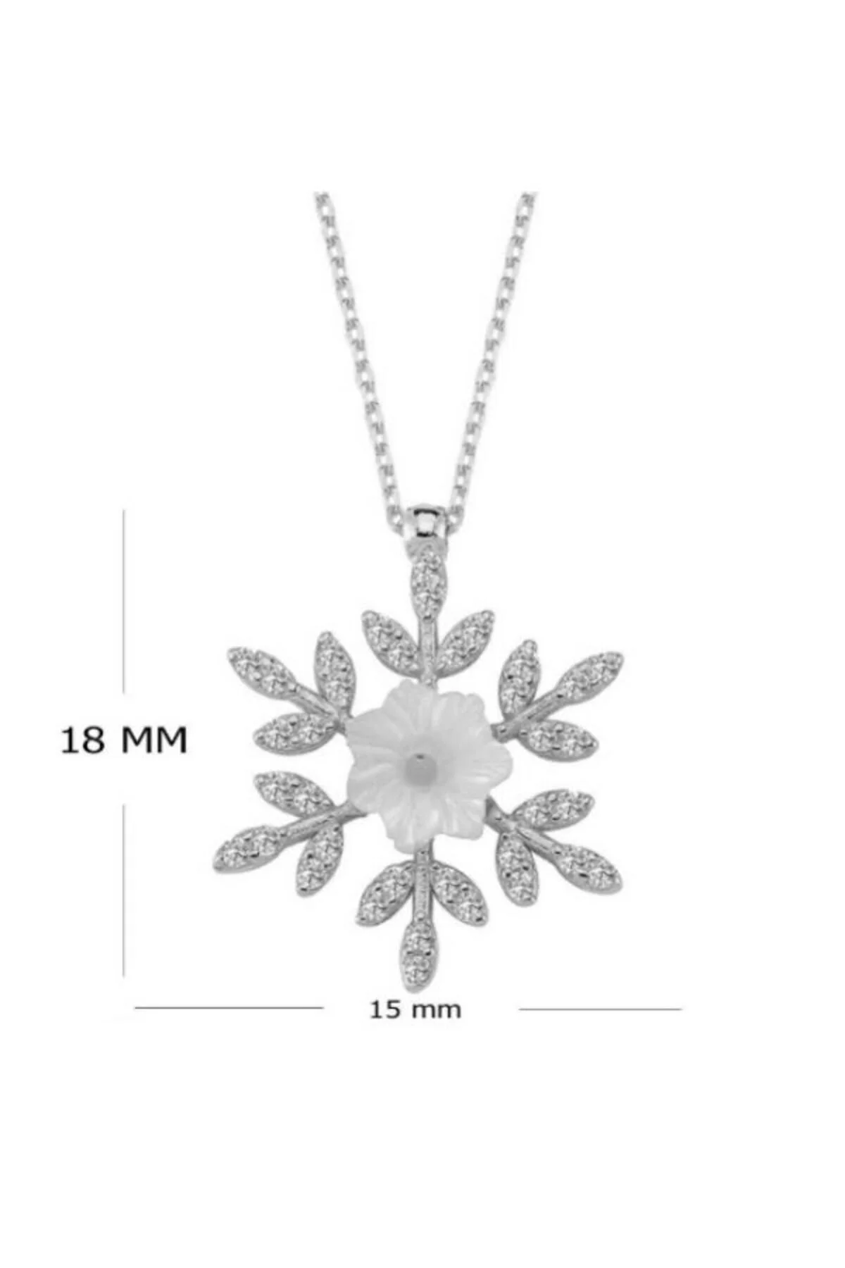 925 Ayar Gümüş Taşlı Kartanesi Ortası Çiçek Taş Tasarımlı Kolye
