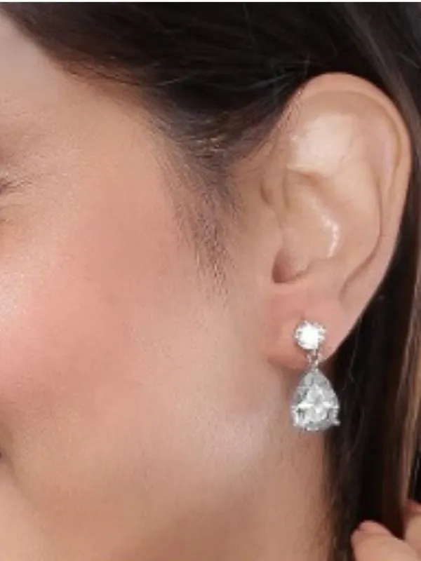 925 Ayar Gümüş Kristal Damla Küpe