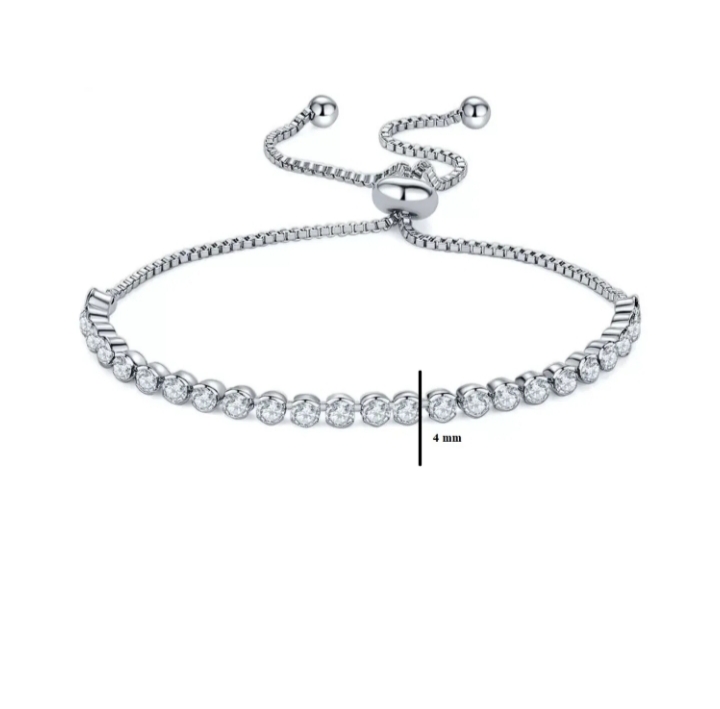 925 Ayar Gümüş Zirkon Taşlı Ayarlanabilir Suyolu Bileklik