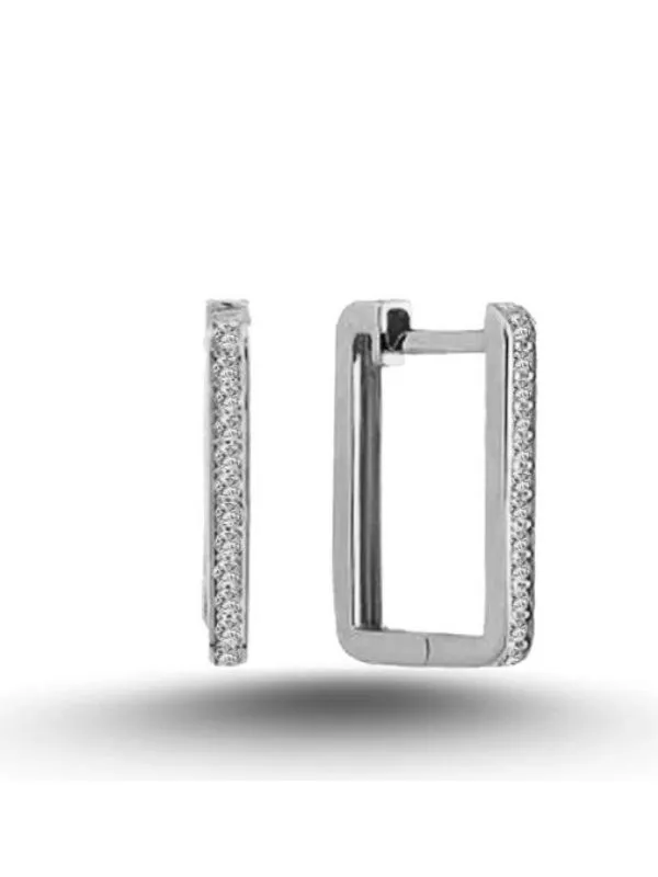 925 Ayar Gümüş Dikdörtgen Kristal Taşlı Vintage Küpe