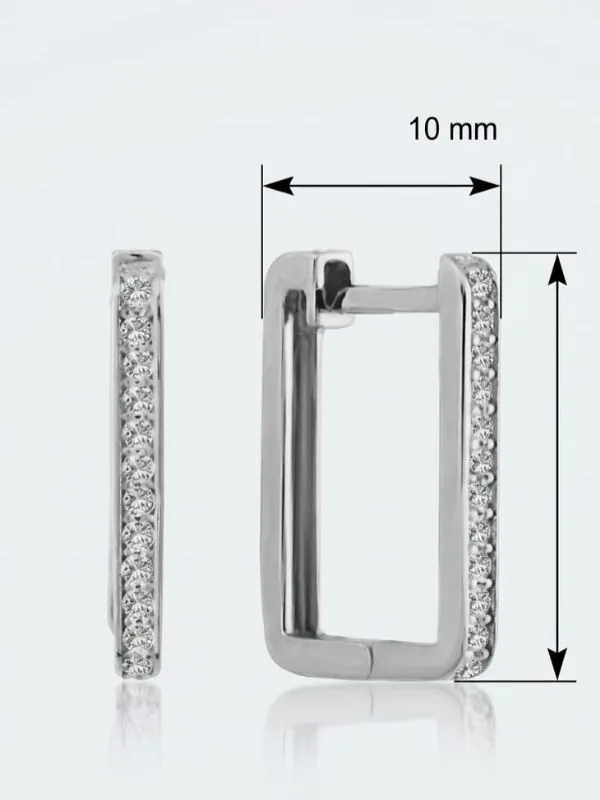 925 Ayar Gümüş Dikdörtgen Kristal Taşlı Vintage Küpe