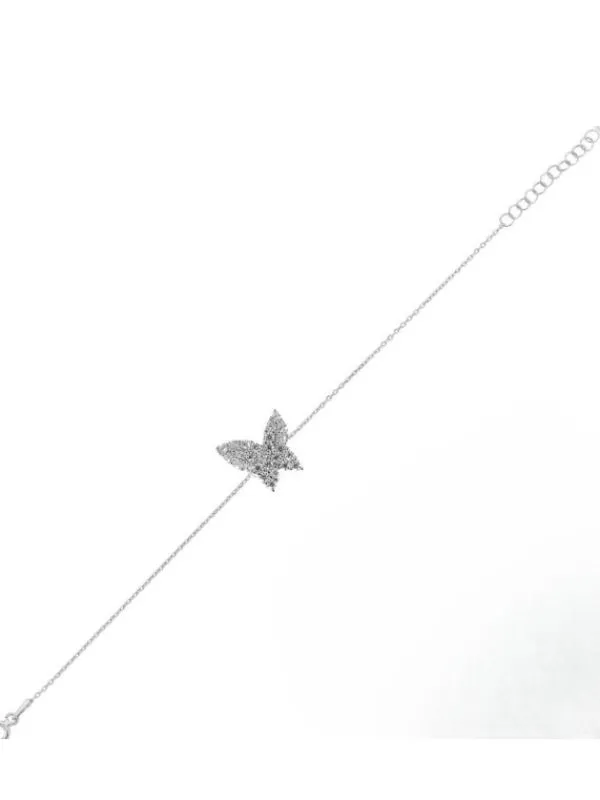 925 Ayar Kristal Taşlı Kelebek Gümüş Bileklik