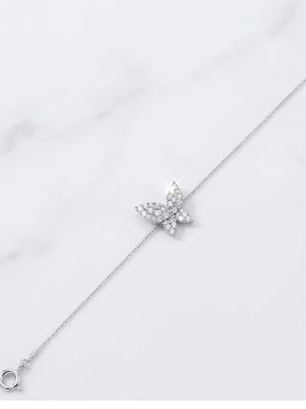 925 Ayar Kristal Taşlı Kelebek Gümüş Bileklik