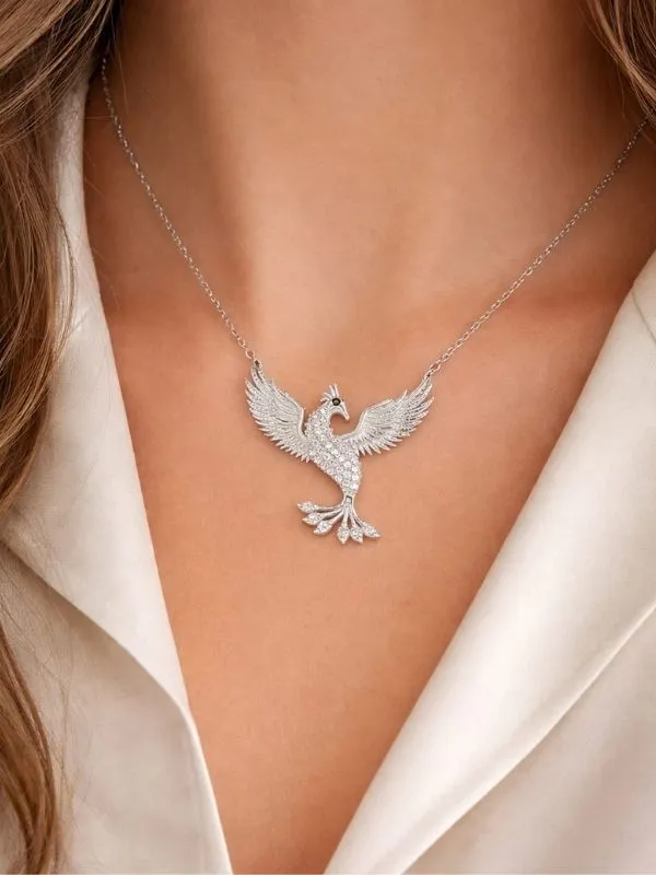 925 Ayar Anka Kuşu Gümüş Kolye