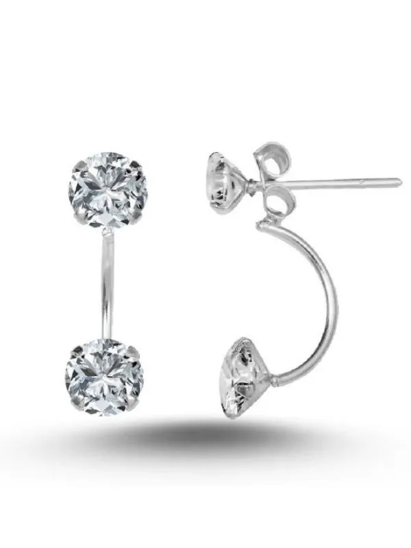 925 Ayar Kristal Taşlı İkili Gümüş Küpe