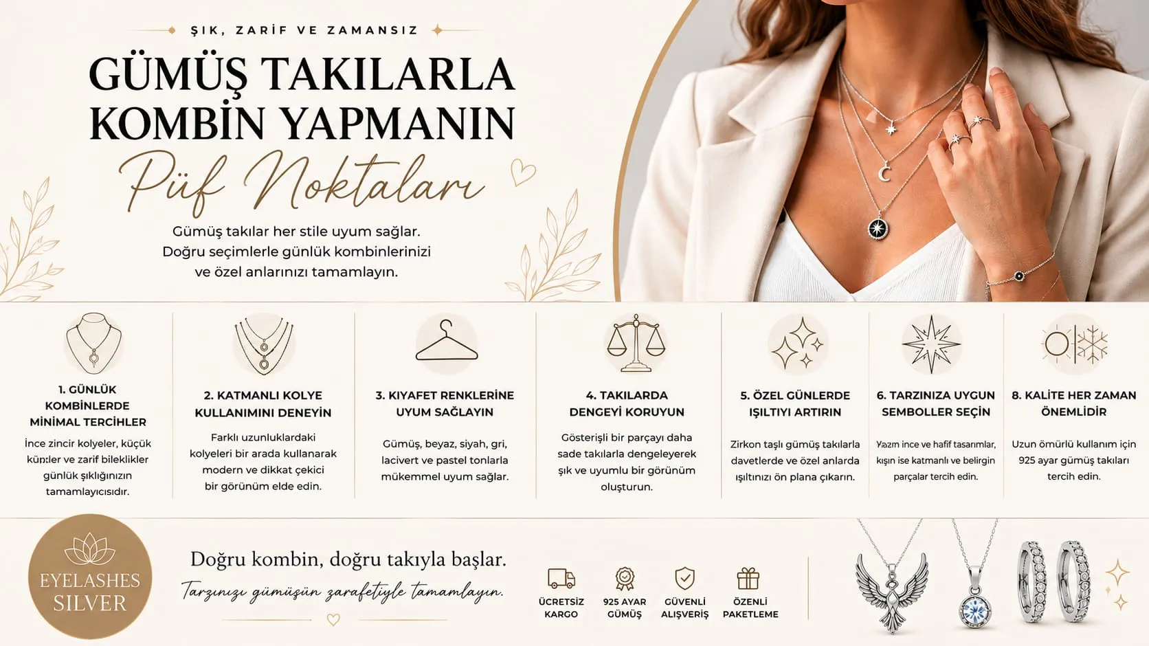 GÜMÜŞ TAKILARLA KOMBİN YAPMANIN PÜF NOKTALARI