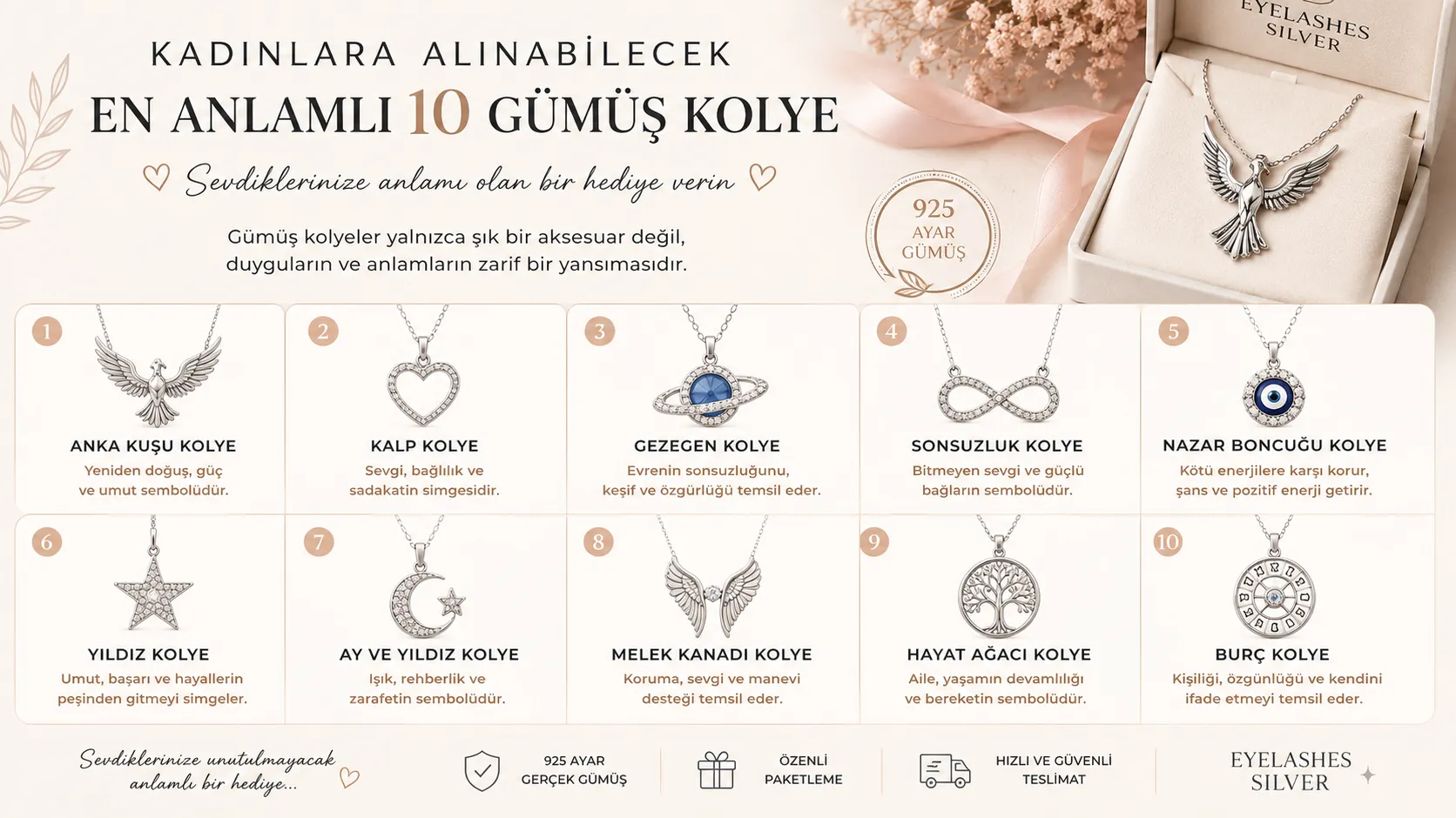 Kadınlara .Alınabilecek En Anlamlı 10 Gümüş Kolye